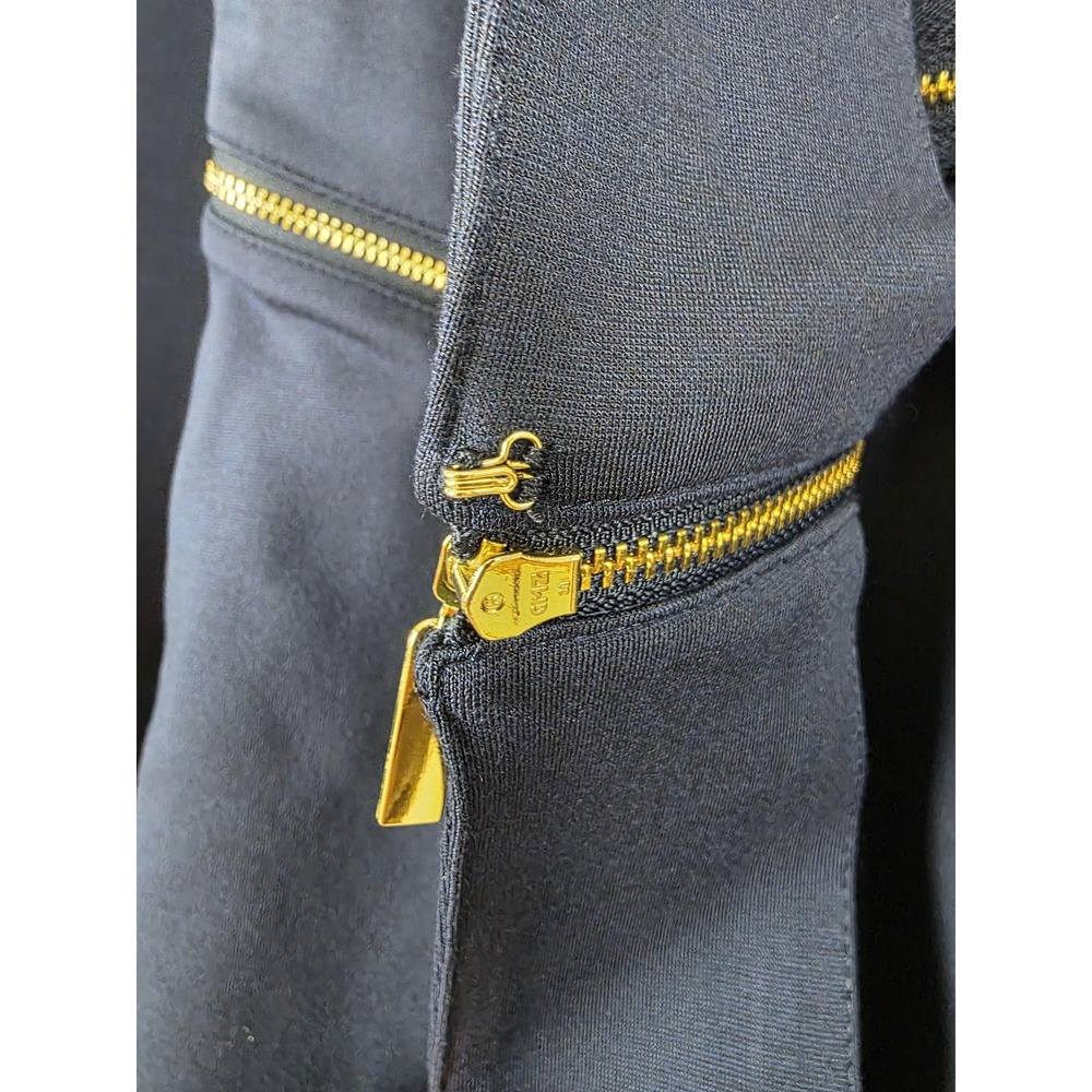 Iman Jacket Womens Small Navy Blue Convertible Gold Zip Off Stretch Open Blazer - Picture 3 of 16